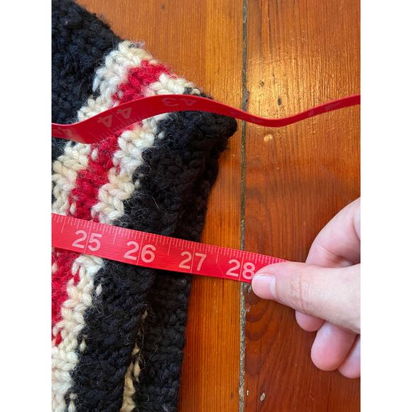 Vintage GAP Hand-Knit Wool Sweater Red Black Cream Geometric Nordic Pullover - Picture 13 of 13